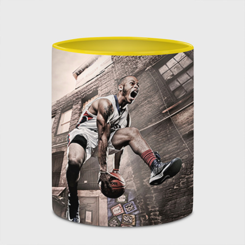 Кружка с полной запечаткой Баскетбол город, цвет белый + желтый - фото 4