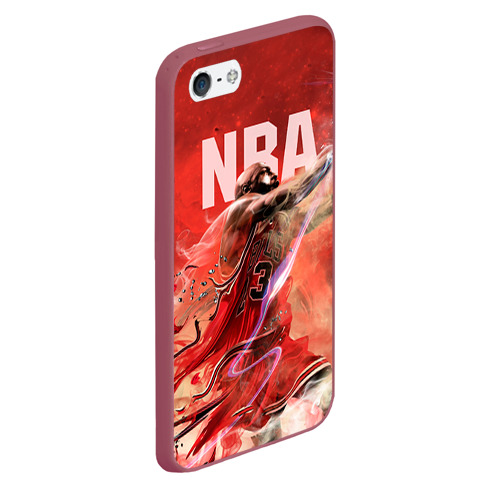 Чехол для iPhone 5/5S матовый Спорт NBA, цвет малиновый - фото 3