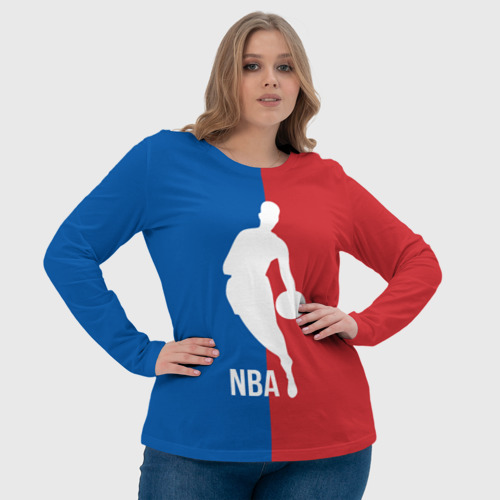 Женский лонгслив 3D с принтом Эмблема NBA, фото #4