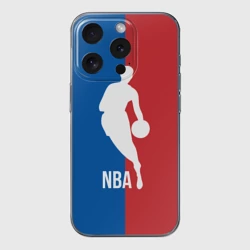 Чехол для iPhone 15 Pro Max силиконовый с защитой камеры Эмблема NBA