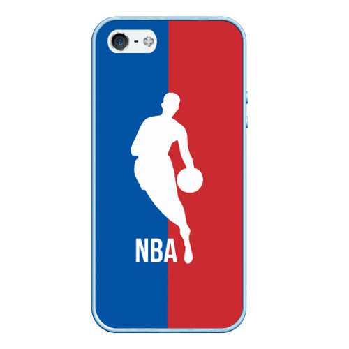 Чехол для iPhone 5/5S матовый Эмблема NBA, цвет голубой