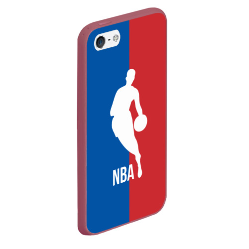 Чехол для iPhone 5/5S матовый Эмблема NBA, цвет малиновый - фото 3