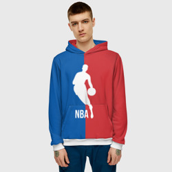 Толстовка с принтом Эмблема NBA для мужчины, вид на модели спереди №2. Цвет основы: белый