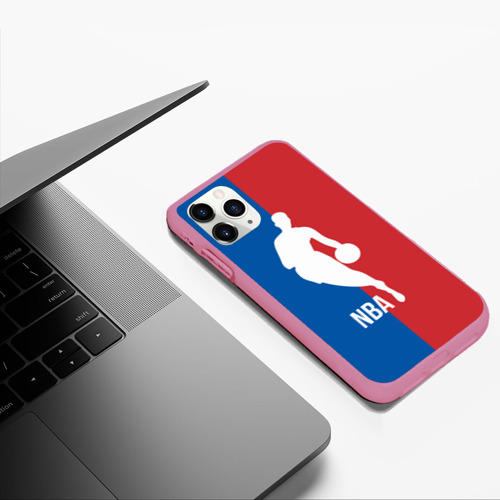 Чехол для iPhone 11 Pro Max матовый Эмблема NBA, цвет малиновый - фото 5