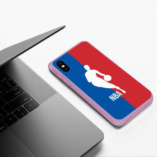 Чехол для iPhone XS Max матовый Эмблема NBA, цвет сиреневый - фото 5