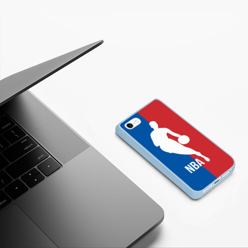 Чехол для iPhone 5/5S матовый Эмблема NBA, цвет голубой - фото 5