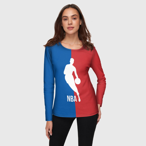 Женский лонгслив 3D с принтом Эмблема NBA, фото на моделе #1