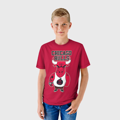 Детская футболка 3D с принтом Chicago bulls, фото на моделе #1