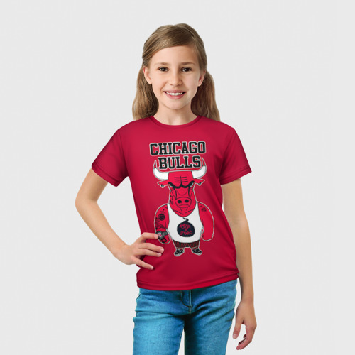 Детская футболка 3D с принтом Chicago bulls, вид сбоку #3