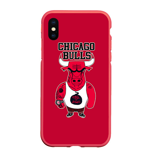 Чехол для iPhone XS Max матовый Chicago bulls, цвет красный