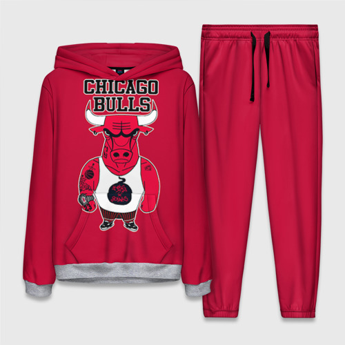 Женский костюм с толстовкой 3D Chicago bulls, цвет меланж