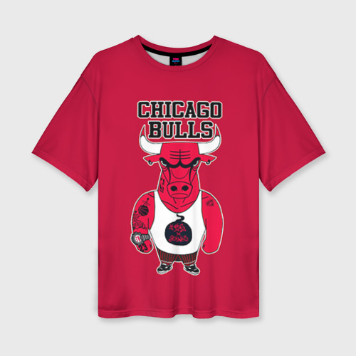 Женская футболка oversize 3D Chicago bulls, цвет 3D печать