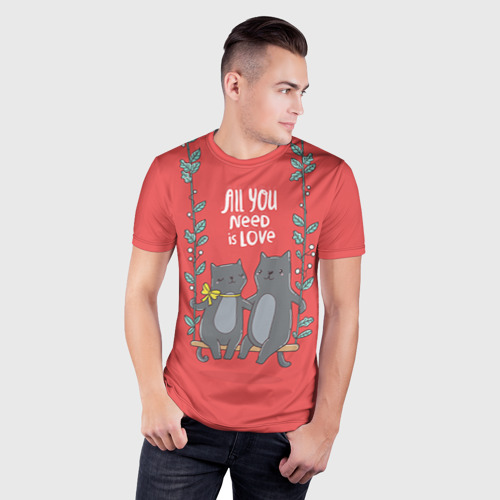 Мужская футболка 3D Slim Кисули Love, цвет 3D печать - фото 3