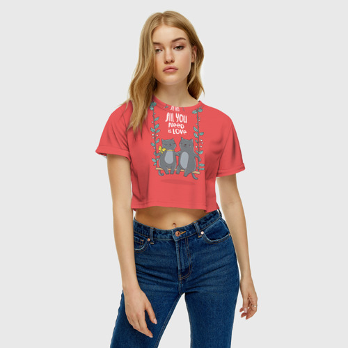 Женская футболка Crop-top 3D Кисули Love, цвет 3D печать - фото 4
