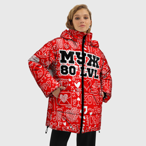 Женская зимняя куртка Oversize Муж 80 lvl, цвет красный - фото 3