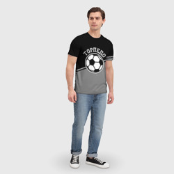 Футболка с принтом Торпедо для мужчины, вид на модели спереди №3. Цвет основы: белый