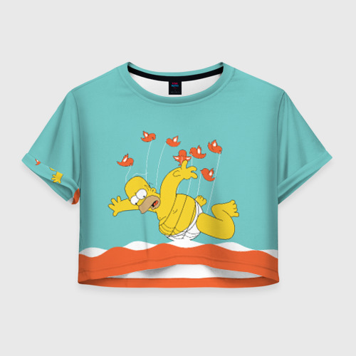 Женская футболка Crop-top 3D Simpson, цвет 3D печать