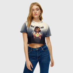 Женская футболка Crop-top 3D Мононоке и глаза - фото 2