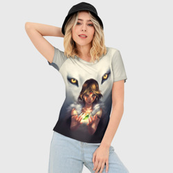 Женская футболка 3D Slim Мононоке и глаза - фото 2