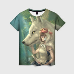 Женская футболка 3D Принцесса и волк