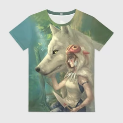 Женская футболка 3D Принцесса и волк