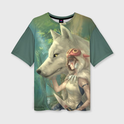 Женская футболка oversize 3D Принцесса и волк