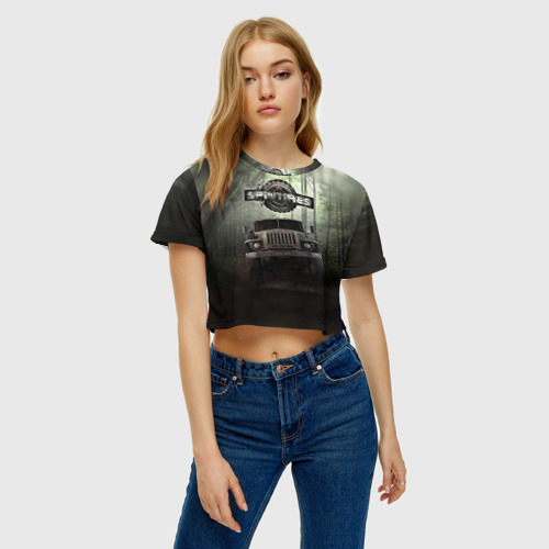 Женская футболка Crop-top 3D Spintires, цвет 3D печать - фото 3