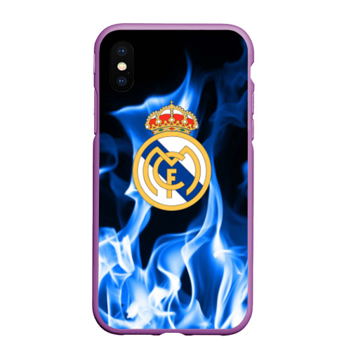 Чехол для iPhone XS Max матовый Real Madrid, цвет фиолетовый