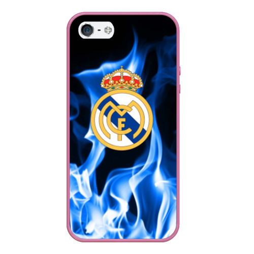 Чехол для iPhone 5/5S матовый Real Madrid, цвет малиновый