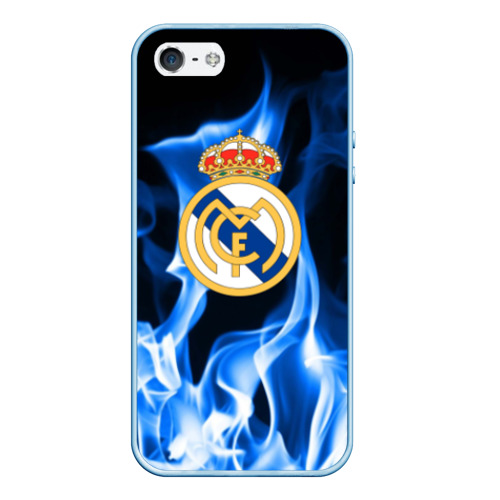 Чехол для iPhone 5/5S матовый Real Madrid, цвет голубой