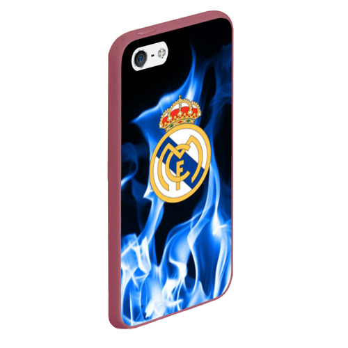 Чехол для iPhone 5/5S матовый Real Madrid, цвет малиновый - фото 3