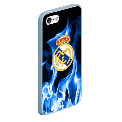 Чехол для iPhone 5/5S матовый Real Madrid, цвет голубой - фото 3