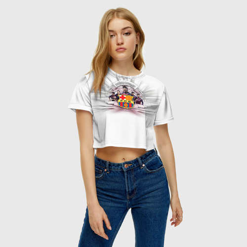 Женская футболка Crop-top 3D Барселона 1, цвет 3D печать - фото 3