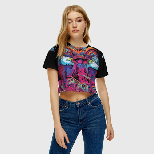 Женская футболка Crop-top 3D Hyper Beast, цвет 3D печать - фото 3