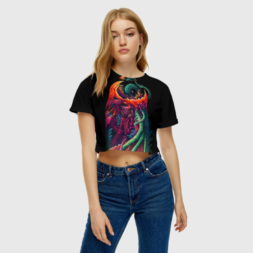 Женская футболка Crop-top 3D Hyper Beast 1, цвет 3D печать - фото 3