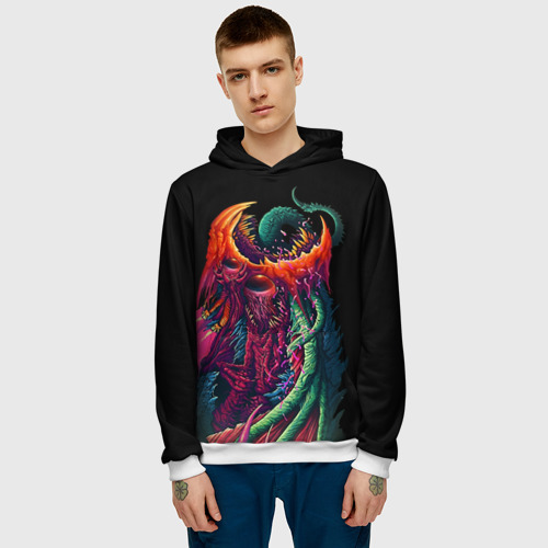 Мужская толстовка 3D Hyper Beast 1, цвет белый - фото 3