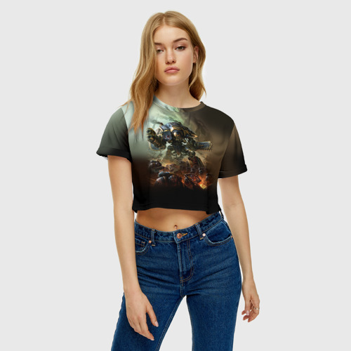 Женская футболка Crop-top 3D Титан вархаммер, цвет 3D печать - фото 4