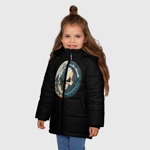Зимняя куртка для девочек 3D с принтом Adeptus Mechanicus, фото на моделе #1