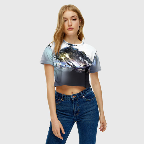 Женская футболка Crop-top 3D Терминатор, цвет 3D печать - фото 4