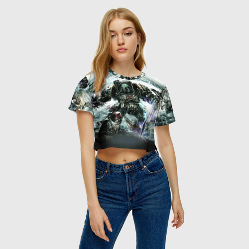 Женская футболка Crop-top 3D Терминатор, цвет 3D печать - фото 3