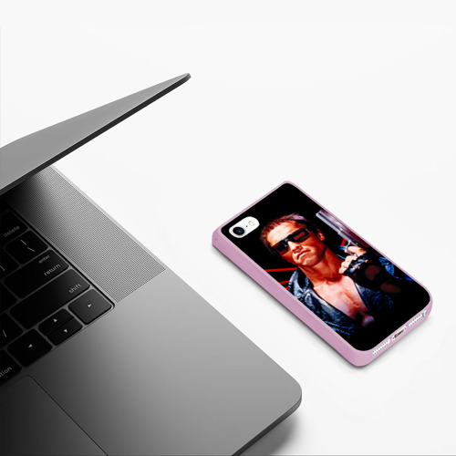 Чехол для iPhone 5/5S матовый Терминатор 1, цвет розовый - фото 5