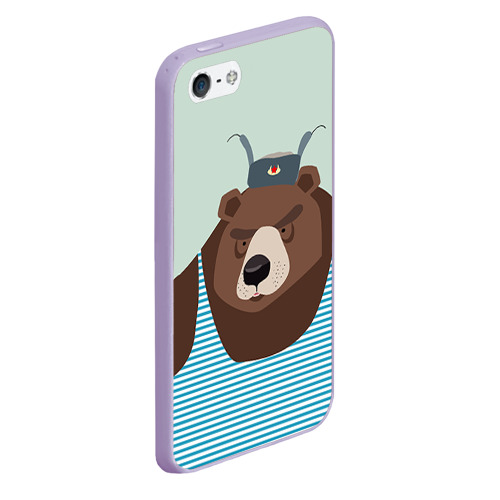 Чехол для iPhone 5/5S матовый Русский медведь, цвет светло-сиреневый - фото 3