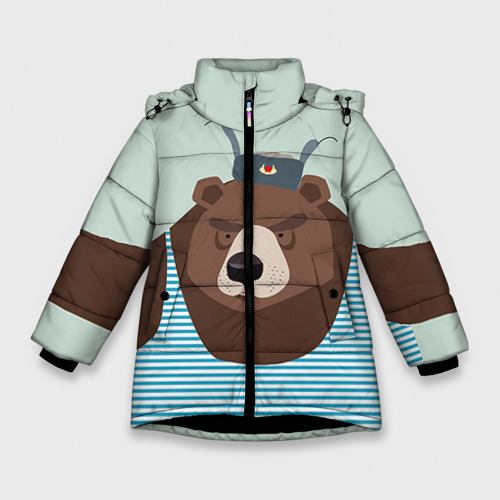 Зимняя куртка для девочек 3D Русский медведь, цвет черный