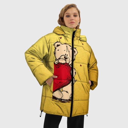Женская зимняя куртка Oversize Медведи а, цвет светло-серый - фото 3