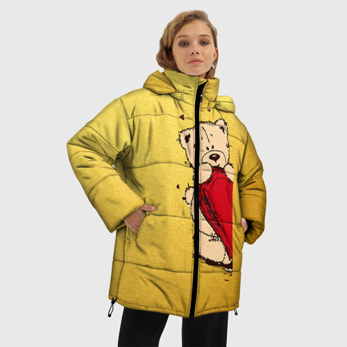 Женская зимняя куртка 3D с принтом Медведи б, фото на моделе #1
