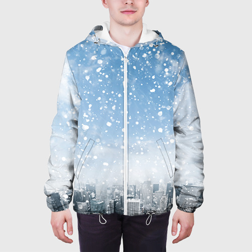 Мужская куртка 3D Снежный город, цвет 3D печать - фото 4