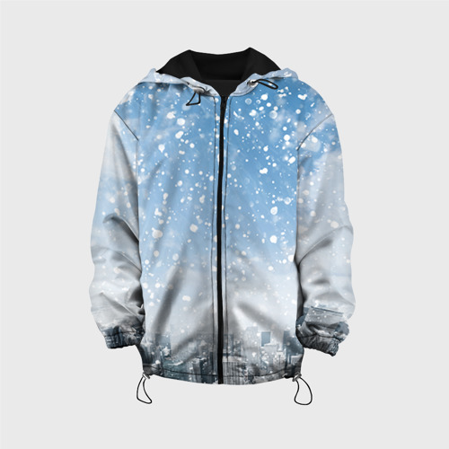 Детская куртка 3D Снежный город, цвет черный