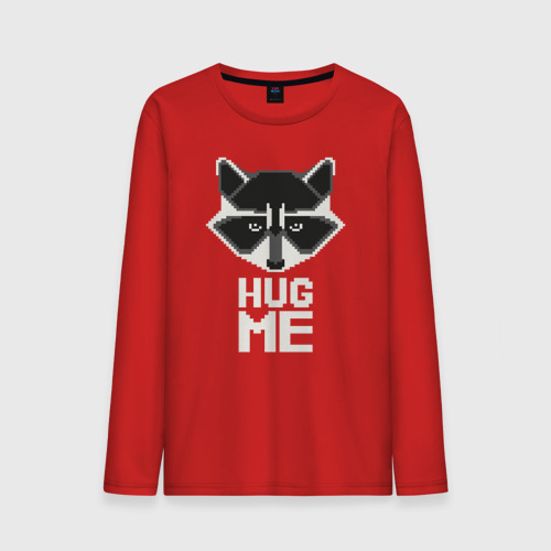 Мужской лонгслив хлопок Енот hug me, цвет красный