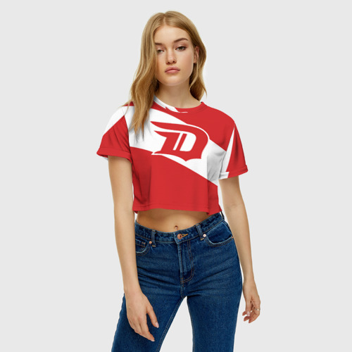 Женская футболка Crop-top 3D Detroit Red Wings D, цвет 3D печать - фото 3