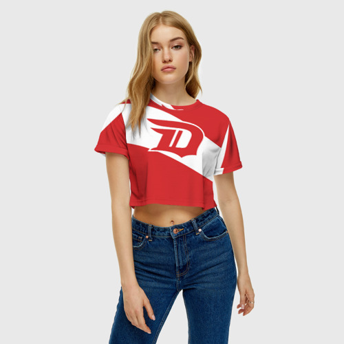 Женская футболка Crop-top 3D Detroit Red Wings D, цвет 3D печать - фото 4